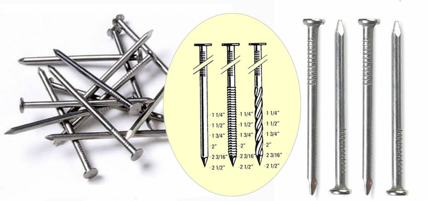 Black Hardened Steel Checkered Countersunk Head Concrete Nails